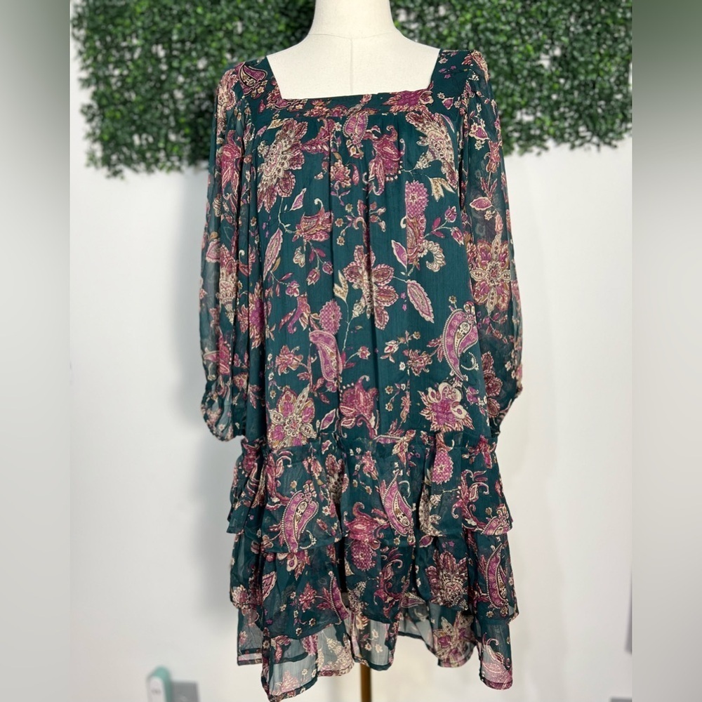 NWT Band of The Free Band of Gypsies Mandy Green Paisley Sheer Dress Size Medium